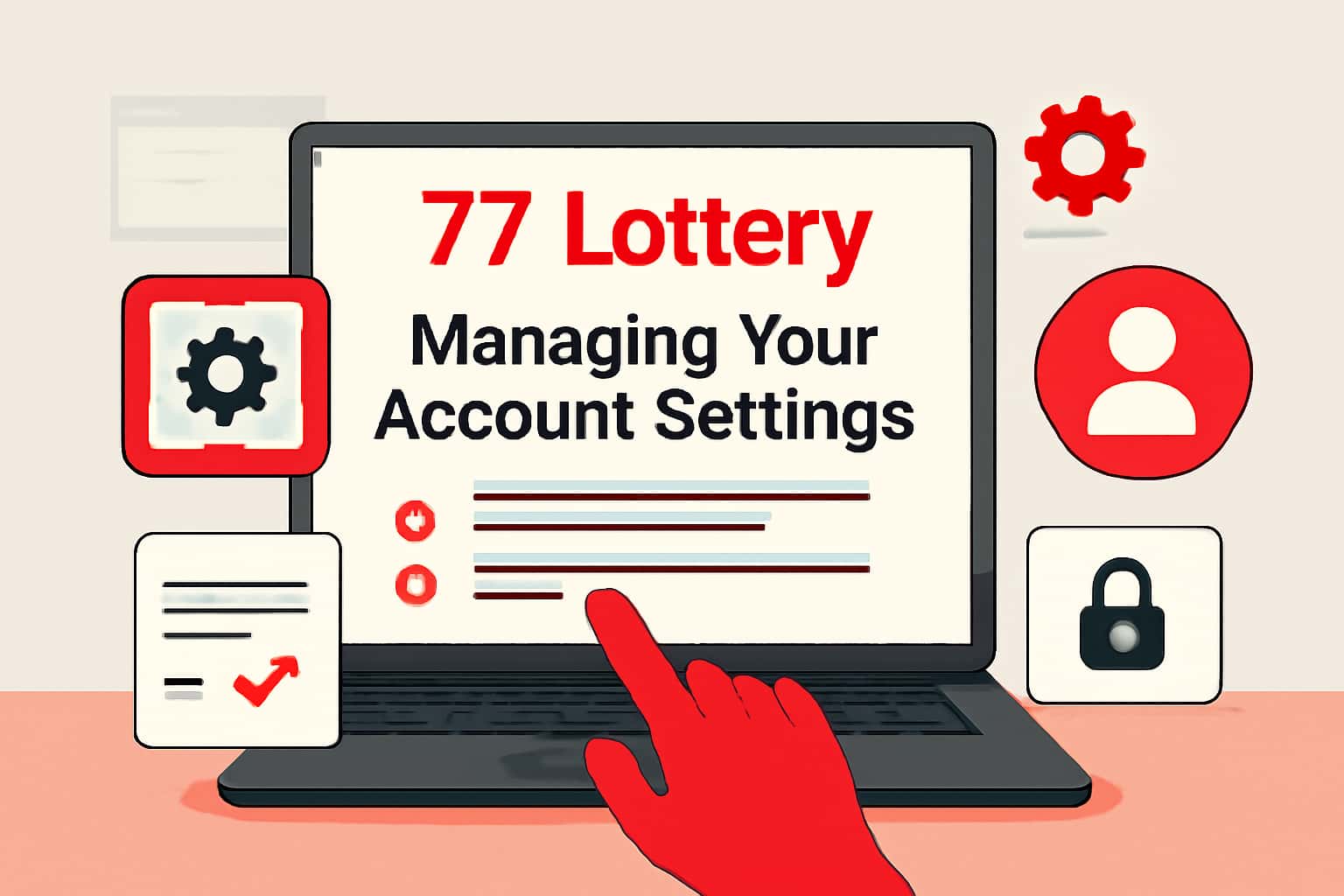 An informative visual depiction of account management settings for 77 Lottery.