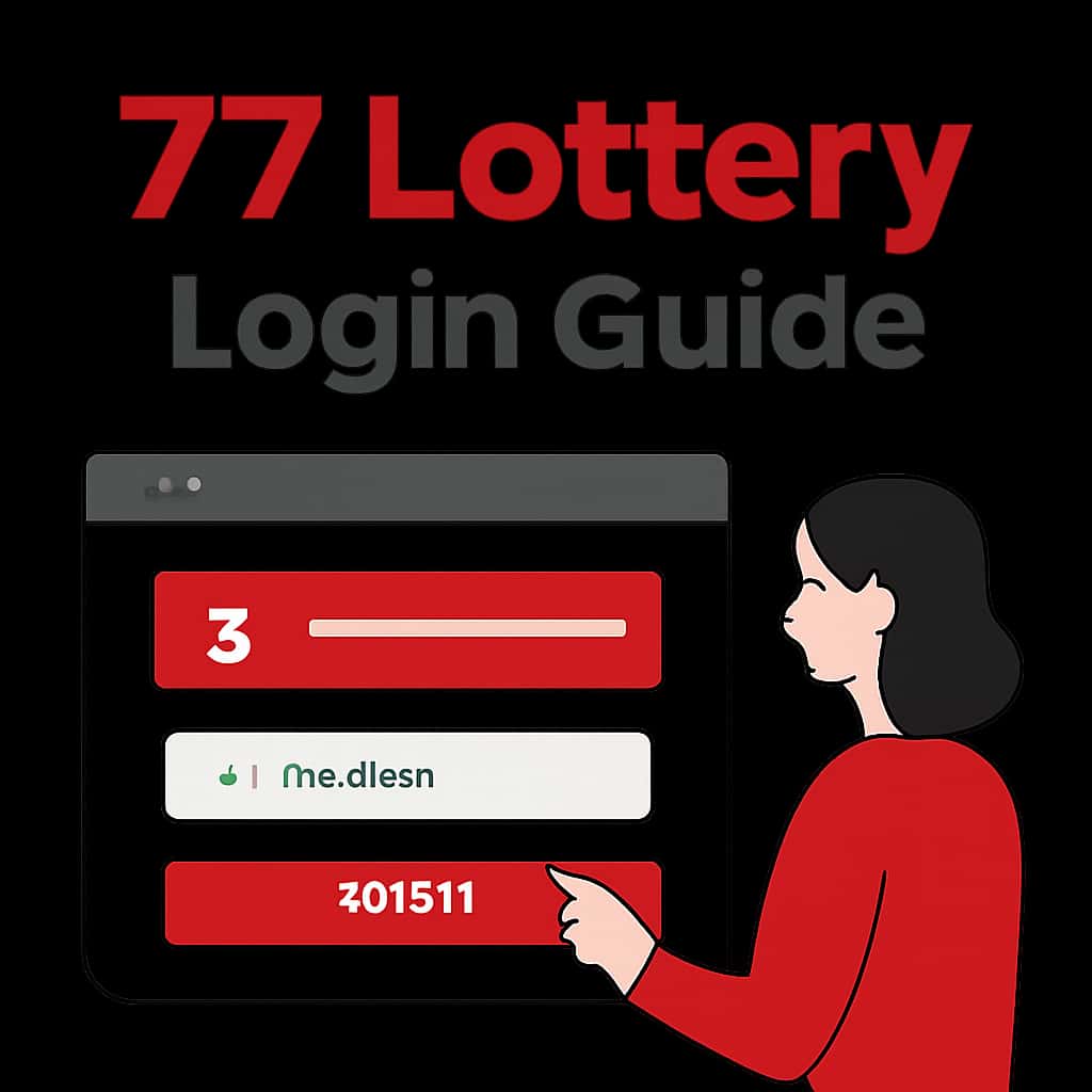 An illustration clarifying the login process for 77 Lottery.