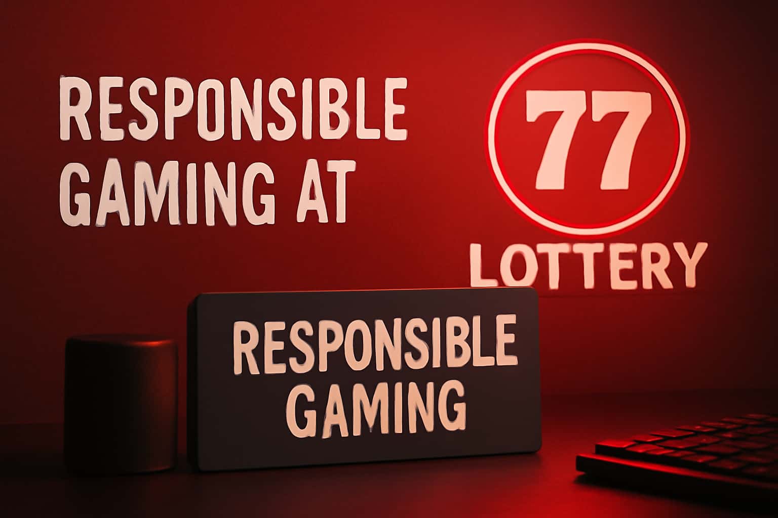 An informative scene illustrating responsible gaming practices at 77 Lottery.