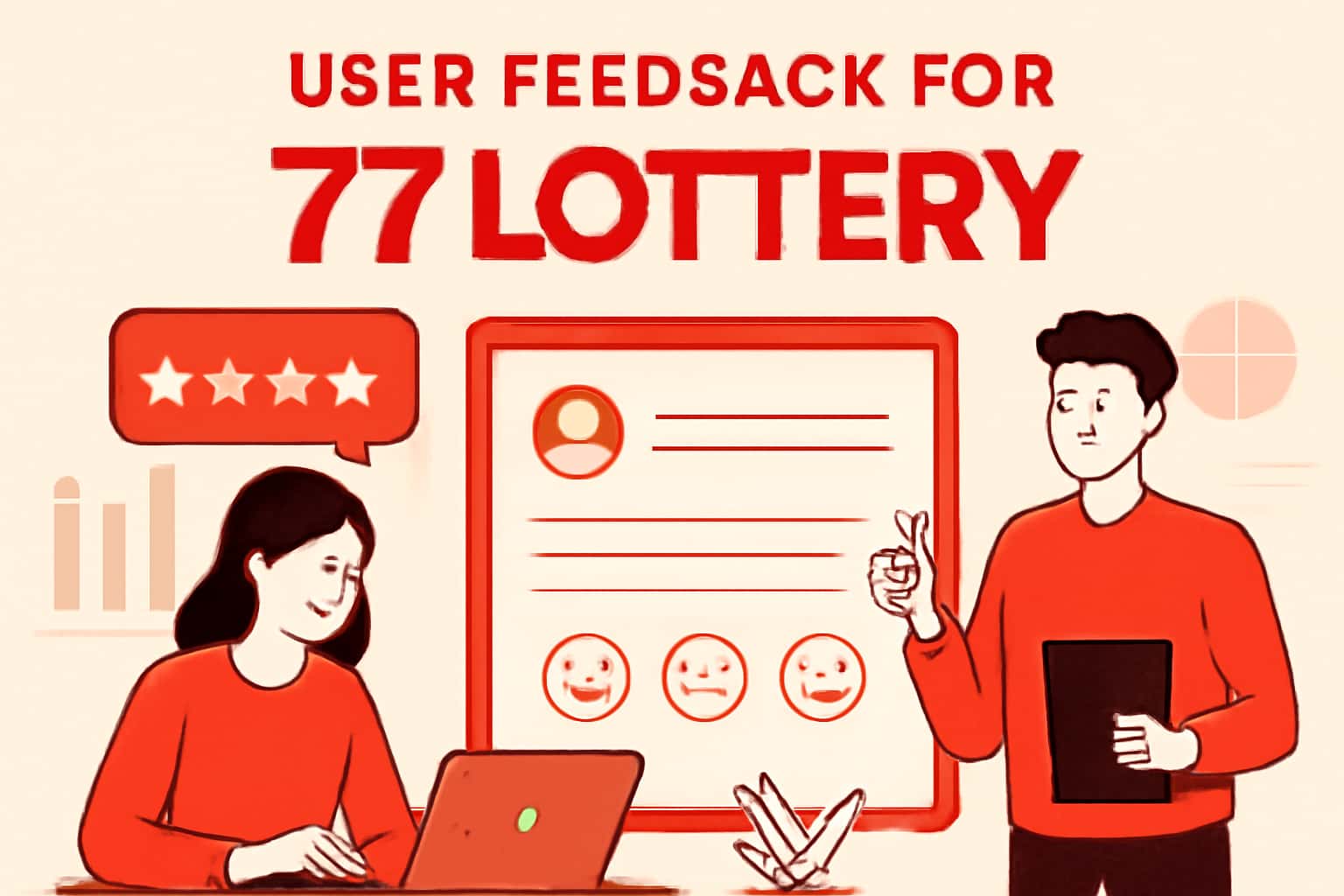 Informational scene presenting user feedback for 77 Lottery.