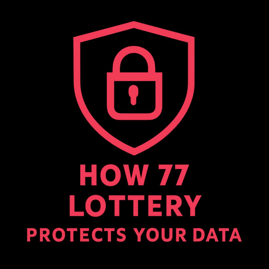 A simple badge representing the guide on data protection by 77 Lottery.