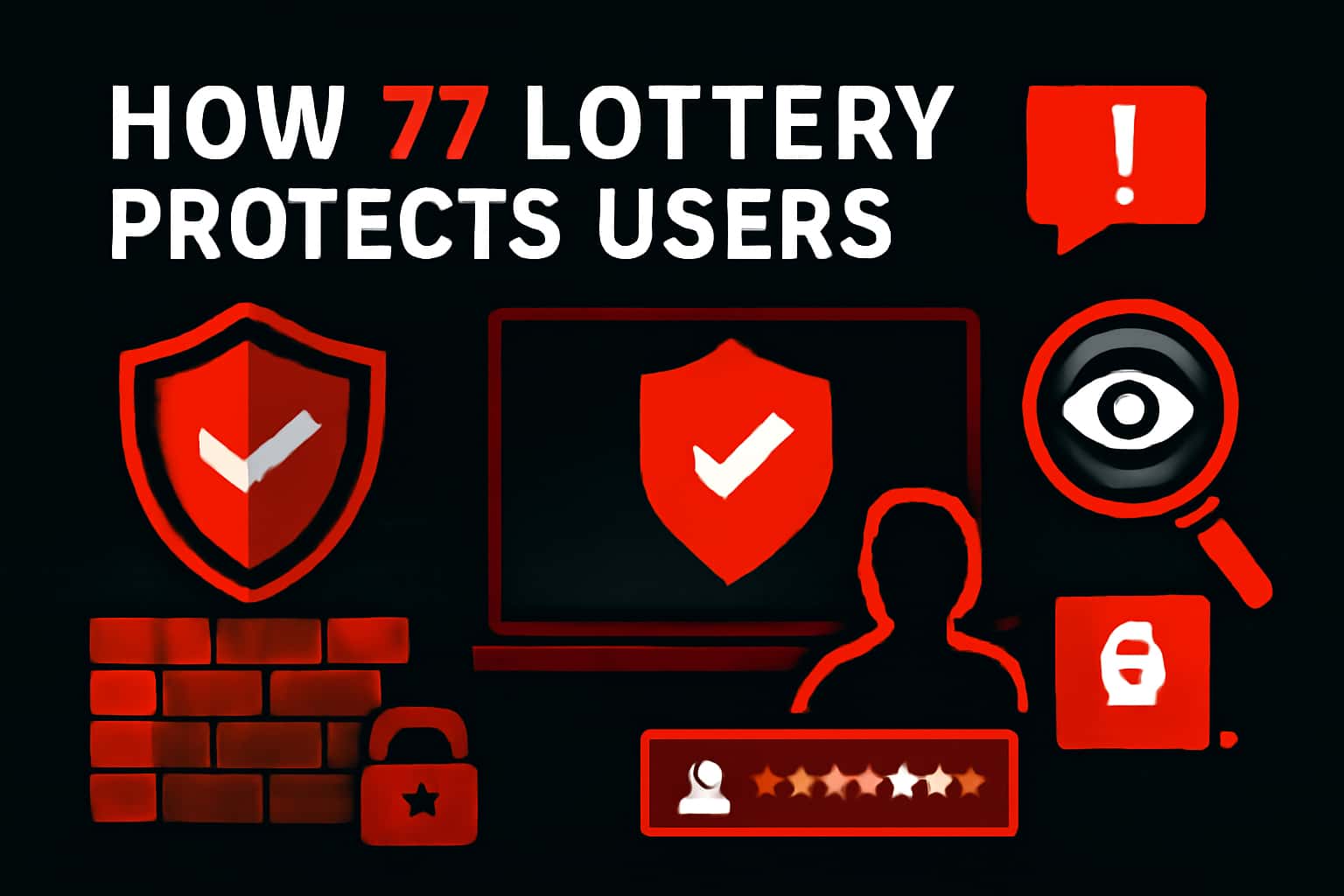 Informational scene illustrating how 77 Lottery ensures user protection.