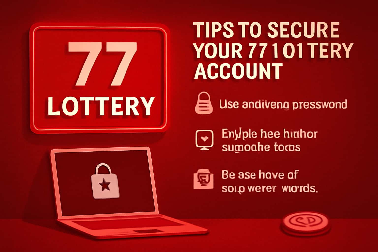 A high-tech scene illustrating security features related to the 77 Lottery account.