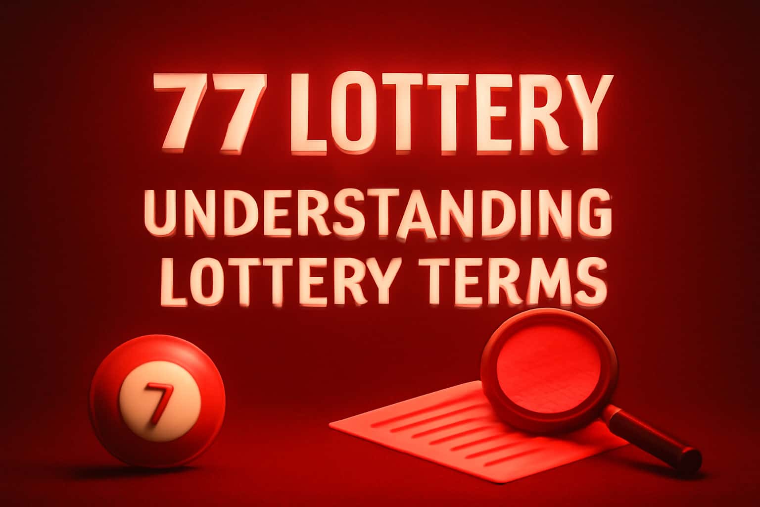 An informational scene illustrating key terms related to the 77 Lottery.