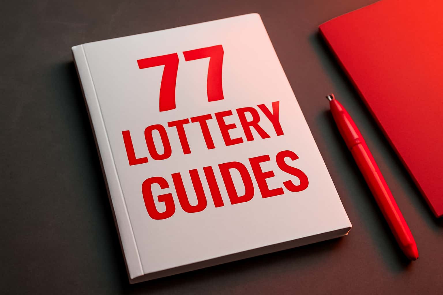 An informational scene featuring the text '77 Lottery Guides' highlighted in a professional design.
