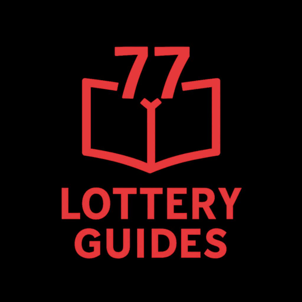 A badge design illustrating the '77 Lottery Guides' concept in a clean and professional manner.