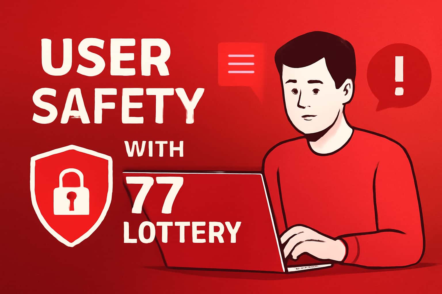 An informative graphic illustrating user safety practices with 77 Lottery.