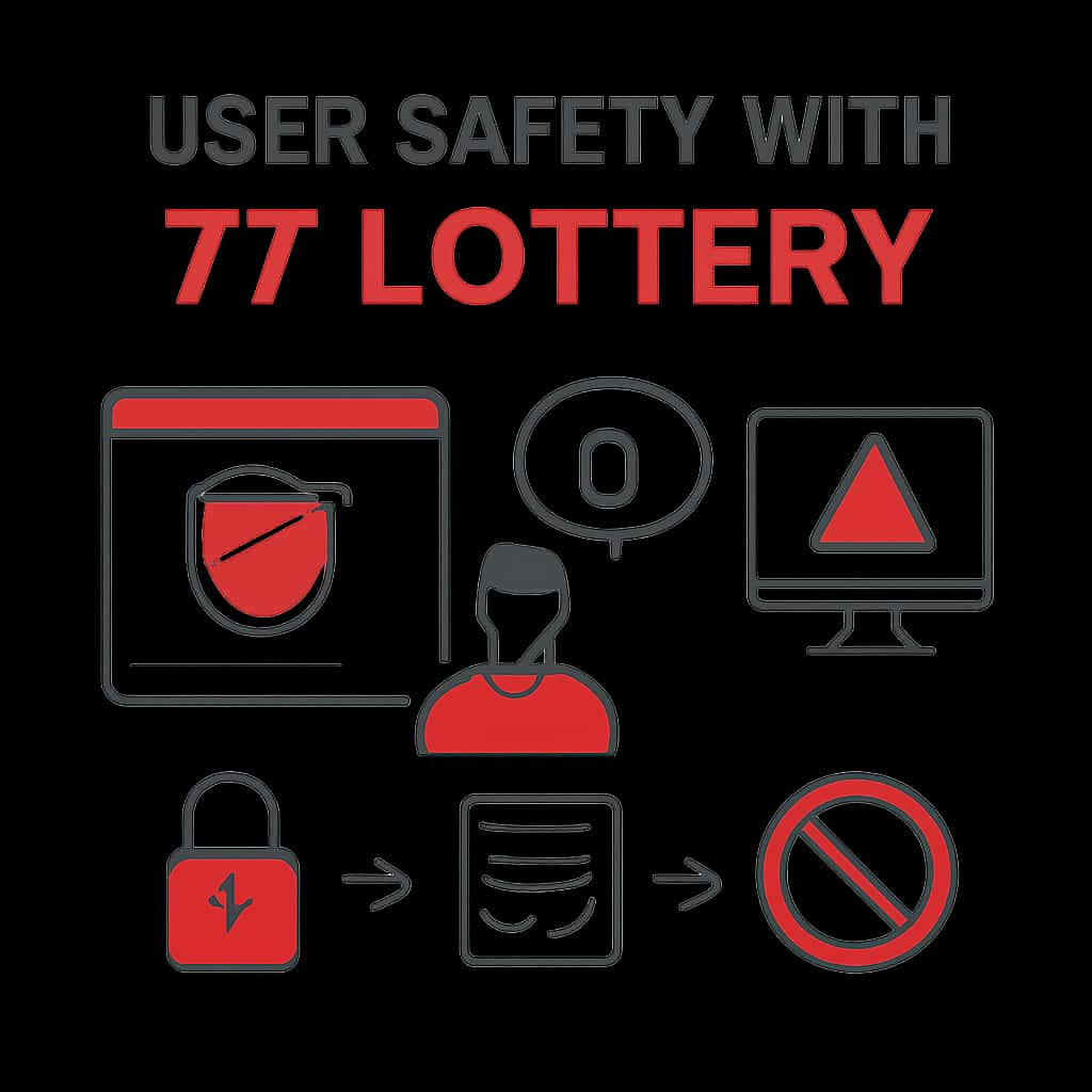 An educational diagram about user safety procedures with 77 Lottery.